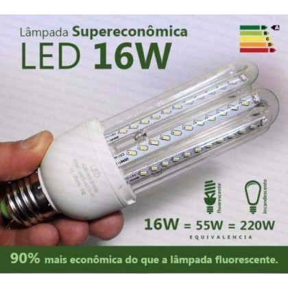 LAMPADA SUPER LED 16W - ECONÔMICA - BIVOLT - E27 - BRANCO FRIO